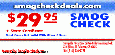 get coupon: SMOG CHECK $29.95