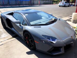 Lamborghini Aventador at Fullerton Smog Check Test Only station